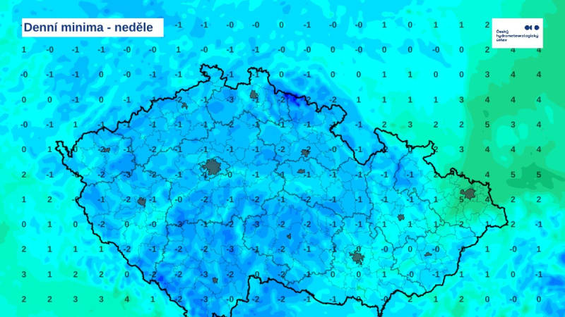 Mrazivé nedělní ráno v Česku: MAPA ukazuje, kde všude padnou teploty pod nulu